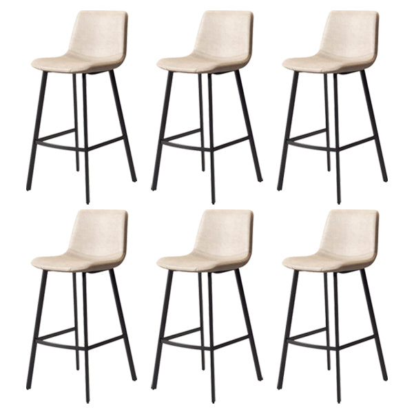 30-inch Glam Iron Barstool Distressed Low Back Indoor Tall Stool with Leather Seat Black White 6 Piece Set Clearhalo 'Bar Furniture' 'Bar Stools' 'bar_stools' 'furn' 'furn_bar_stools' 'Furniture' 'furniture_bar_stools' 'Kitchen & Dining Furniture' 5080971