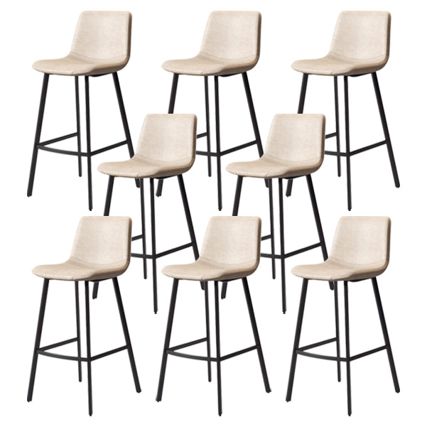 30-inch Glam Iron Barstool Distressed Low Back Indoor Tall Stool with Leather Seat Black White 8 Piece Set Clearhalo 'Bar Furniture' 'Bar Stools' 'bar_stools' 'furn' 'furn_bar_stools' 'Furniture' 'furniture_bar_stools' 'Kitchen & Dining Furniture' 5080973