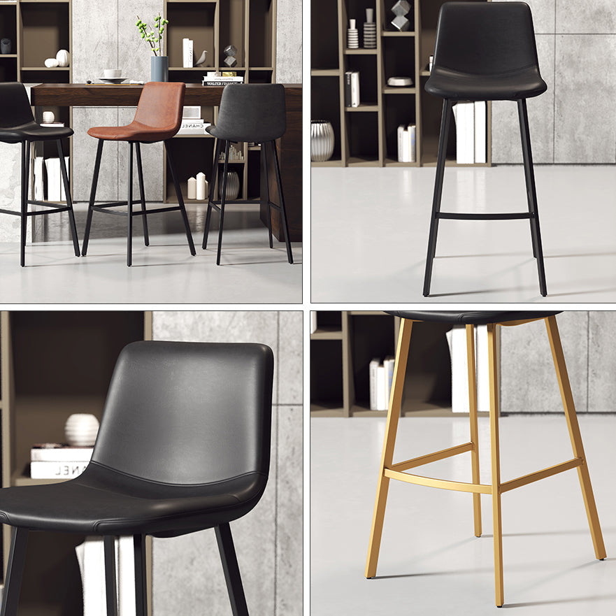30-inch Glam Iron Barstool Distressed Low Back Indoor Tall Stool with Leather Seat Clearhalo 'Bar Furniture' 'Bar Stools' 'bar_stools' 'furn' 'furn_bar_stools' 'Furniture' 'furniture_bar_stools' 'Kitchen & Dining Furniture' 5080975