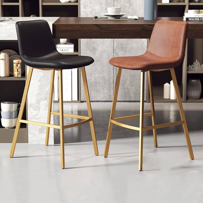 30-inch Glam Iron Barstool Distressed Low Back Indoor Tall Stool with Leather Seat Clearhalo 'Bar Furniture' 'Bar Stools' 'bar_stools' 'furn' 'furn_bar_stools' 'Furniture' 'furniture_bar_stools' 'Kitchen & Dining Furniture' 5080976