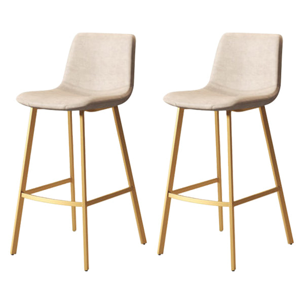 30-inch Glam Iron Barstool Distressed Low Back Indoor Tall Stool with Leather Seat Gold White 2 Piece Set Clearhalo 'Bar Furniture' 'Bar Stools' 'bar_stools' 'furn' 'furn_bar_stools' 'Furniture' 'furniture_bar_stools' 'Kitchen & Dining Furniture' 5080977