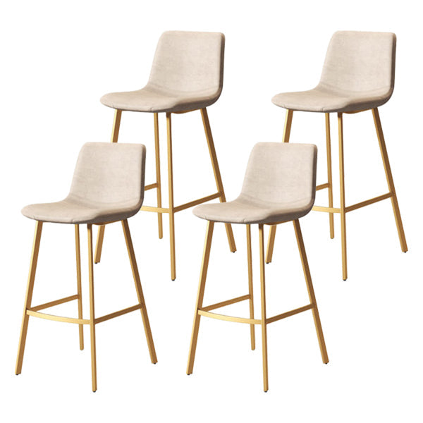 30-inch Glam Iron Barstool Distressed Low Back Indoor Tall Stool with Leather Seat Gold White 4 Piece Set Clearhalo 'Bar Furniture' 'Bar Stools' 'bar_stools' 'furn' 'furn_bar_stools' 'Furniture' 'furniture_bar_stools' 'Kitchen & Dining Furniture' 5080978