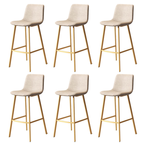 30-inch Glam Iron Barstool Distressed Low Back Indoor Tall Stool with Leather Seat Gold White 6 Piece Set Clearhalo 'Bar Furniture' 'Bar Stools' 'bar_stools' 'furn' 'furn_bar_stools' 'Furniture' 'furniture_bar_stools' 'Kitchen & Dining Furniture' 5080979