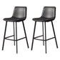 30-inch Glam Iron Barstool Distressed Low Back Indoor Tall Stool with Leather Seat Black Black 2 Piece Set Clearhalo 'Bar Furniture' 'Bar Stools' 'bar_stools' 'furn' 'furn_bar_stools' 'Furniture' 'furniture_bar_stools' 'Kitchen & Dining Furniture' 5080981