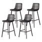 30-inch Glam Iron Barstool Distressed Low Back Indoor Tall Stool with Leather Seat Black Black 4 Piece Set Clearhalo 'Bar Furniture' 'Bar Stools' 'bar_stools' 'furn' 'furn_bar_stools' 'Furniture' 'furniture_bar_stools' 'Kitchen & Dining Furniture' 5080982