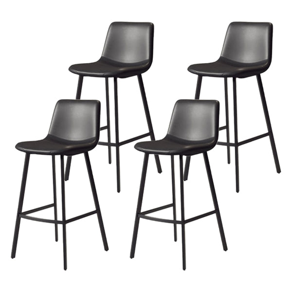 30-inch Glam Iron Barstool Distressed Low Back Indoor Tall Stool with Leather Seat Black Black 4 Piece Set Clearhalo 'Bar Furniture' 'Bar Stools' 'bar_stools' 'furn' 'furn_bar_stools' 'Furniture' 'furniture_bar_stools' 'Kitchen & Dining Furniture' 5080982
