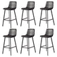 30-inch Glam Iron Barstool Distressed Low Back Indoor Tall Stool with Leather Seat Black Black 6 Piece Set Clearhalo 'Bar Furniture' 'Bar Stools' 'bar_stools' 'furn' 'furn_bar_stools' 'Furniture' 'furniture_bar_stools' 'Kitchen & Dining Furniture' 5080983