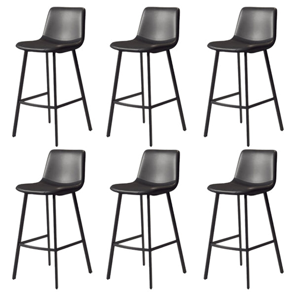 30-inch Glam Iron Barstool Distressed Low Back Indoor Tall Stool with Leather Seat Black Black 6 Piece Set Clearhalo 'Bar Furniture' 'Bar Stools' 'bar_stools' 'furn' 'furn_bar_stools' 'Furniture' 'furniture_bar_stools' 'Kitchen & Dining Furniture' 5080983