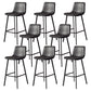 30-inch Glam Iron Barstool Distressed Low Back Indoor Tall Stool with Leather Seat Black Black 8 Piece Set Clearhalo 'Bar Furniture' 'Bar Stools' 'bar_stools' 'furn' 'furn_bar_stools' 'Furniture' 'furniture_bar_stools' 'Kitchen & Dining Furniture' 5080984