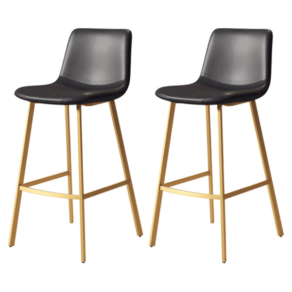 30-inch Glam Iron Barstool Distressed Low Back Indoor Tall Stool with Leather Seat Gold Black 2 Piece Set Clearhalo 'Bar Furniture' 'Bar Stools' 'bar_stools' 'furn' 'furn_bar_stools' 'Furniture' 'furniture_bar_stools' 'Kitchen & Dining Furniture' 5080985