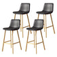 30-inch Glam Iron Barstool Distressed Low Back Indoor Tall Stool with Leather Seat Gold Black 4 Piece Set Clearhalo 'Bar Furniture' 'Bar Stools' 'bar_stools' 'furn' 'furn_bar_stools' 'Furniture' 'furniture_bar_stools' 'Kitchen & Dining Furniture' 5080986