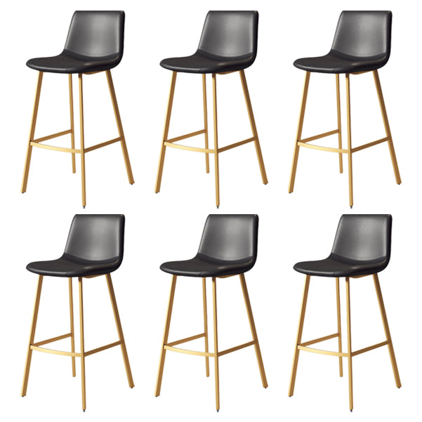 30-inch Glam Iron Barstool Distressed Low Back Indoor Tall Stool with Leather Seat Gold Black 6 Piece Set Clearhalo 'Bar Furniture' 'Bar Stools' 'bar_stools' 'furn' 'furn_bar_stools' 'Furniture' 'furniture_bar_stools' 'Kitchen & Dining Furniture' 5080987