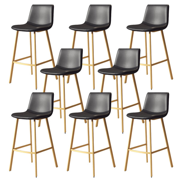 30-inch Glam Iron Barstool Distressed Low Back Indoor Tall Stool with Leather Seat Gold Black 8 Piece Set Clearhalo 'Bar Furniture' 'Bar Stools' 'bar_stools' 'furn' 'furn_bar_stools' 'Furniture' 'furniture_bar_stools' 'Kitchen & Dining Furniture' 5080988