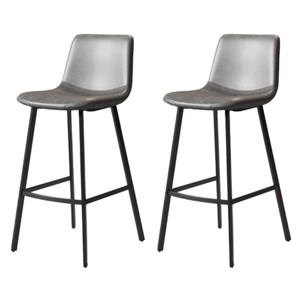 30-inch Glam Iron Barstool Distressed Low Back Indoor Tall Stool with Leather Seat Black Gray 2 Piece Set Clearhalo 'Bar Furniture' 'Bar Stools' 'bar_stools' 'furn' 'furn_bar_stools' 'Furniture' 'furniture_bar_stools' 'Kitchen & Dining Furniture' 5080989