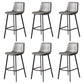 30-inch Glam Iron Barstool Distressed Low Back Indoor Tall Stool with Leather Seat Black Gray 6 Piece Set Clearhalo 'Bar Furniture' 'Bar Stools' 'bar_stools' 'furn' 'furn_bar_stools' 'Furniture' 'furniture_bar_stools' 'Kitchen & Dining Furniture' 5080991