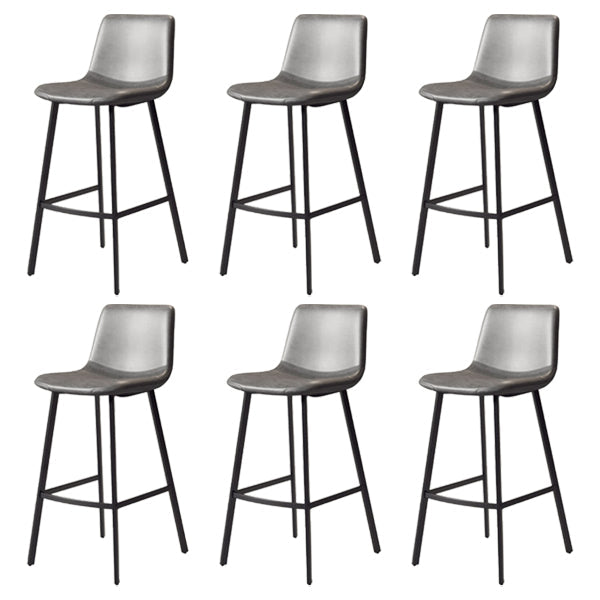 30-inch Glam Iron Barstool Distressed Low Back Indoor Tall Stool with Leather Seat Black Gray 6 Piece Set Clearhalo 'Bar Furniture' 'Bar Stools' 'bar_stools' 'furn' 'furn_bar_stools' 'Furniture' 'furniture_bar_stools' 'Kitchen & Dining Furniture' 5080991