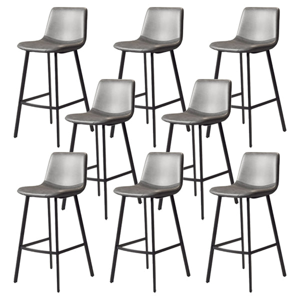 30-inch Glam Iron Barstool Distressed Low Back Indoor Tall Stool with Leather Seat Black Gray 8 Piece Set Clearhalo 'Bar Furniture' 'Bar Stools' 'bar_stools' 'furn' 'furn_bar_stools' 'Furniture' 'furniture_bar_stools' 'Kitchen & Dining Furniture' 5080992