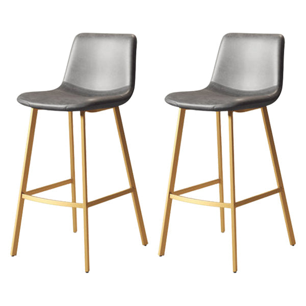 30-inch Glam Iron Barstool Distressed Low Back Indoor Tall Stool with Leather Seat Gold Gray 2 Piece Set Clearhalo 'Bar Furniture' 'Bar Stools' 'bar_stools' 'furn' 'furn_bar_stools' 'Furniture' 'furniture_bar_stools' 'Kitchen & Dining Furniture' 5080993