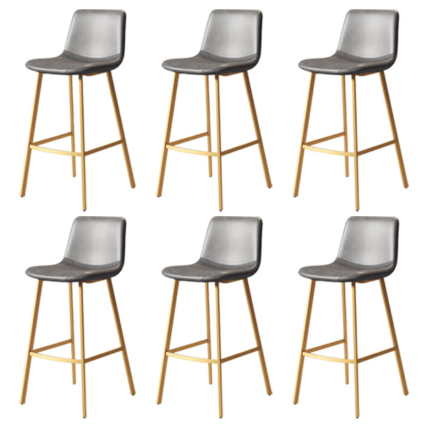30-inch Glam Iron Barstool Distressed Low Back Indoor Tall Stool with Leather Seat Gold Gray 6 Piece Set Clearhalo 'Bar Furniture' 'Bar Stools' 'bar_stools' 'furn' 'furn_bar_stools' 'Furniture' 'furniture_bar_stools' 'Kitchen & Dining Furniture' 5080995