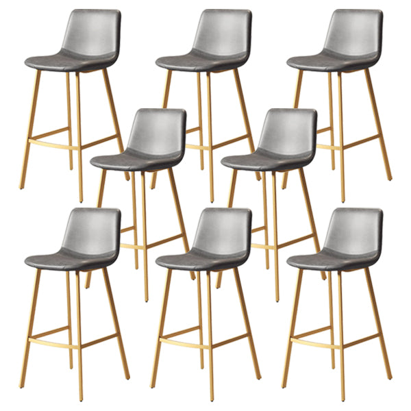 30-inch Glam Iron Barstool Distressed Low Back Indoor Tall Stool with Leather Seat Gold Gray 8 Piece Set Clearhalo 'Bar Furniture' 'Bar Stools' 'bar_stools' 'furn' 'furn_bar_stools' 'Furniture' 'furniture_bar_stools' 'Kitchen & Dining Furniture' 5080996