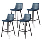 30-inch Glam Iron Barstool Distressed Low Back Indoor Tall Stool with Leather Seat Black Blue 4 Piece Set Clearhalo 'Bar Furniture' 'Bar Stools' 'bar_stools' 'furn' 'furn_bar_stools' 'Furniture' 'furniture_bar_stools' 'Kitchen & Dining Furniture' 5080998