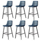30-inch Glam Iron Barstool Distressed Low Back Indoor Tall Stool with Leather Seat Black Blue 6 Piece Set Clearhalo 'Bar Furniture' 'Bar Stools' 'bar_stools' 'furn' 'furn_bar_stools' 'Furniture' 'furniture_bar_stools' 'Kitchen & Dining Furniture' 5080999