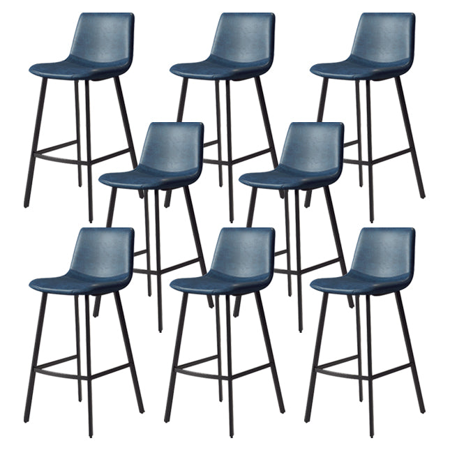 30-inch Glam Iron Barstool Distressed Low Back Indoor Tall Stool with Leather Seat Black Blue 8 Piece Set Clearhalo 'Bar Furniture' 'Bar Stools' 'bar_stools' 'furn' 'furn_bar_stools' 'Furniture' 'furniture_bar_stools' 'Kitchen & Dining Furniture' 5081000