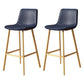 30-inch Glam Iron Barstool Distressed Low Back Indoor Tall Stool with Leather Seat Gold Blue 2 Piece Set Clearhalo 'Bar Furniture' 'Bar Stools' 'bar_stools' 'furn' 'furn_bar_stools' 'Furniture' 'furniture_bar_stools' 'Kitchen & Dining Furniture' 5081001