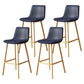 30-inch Glam Iron Barstool Distressed Low Back Indoor Tall Stool with Leather Seat Gold Blue 4 Piece Set Clearhalo 'Bar Furniture' 'Bar Stools' 'bar_stools' 'furn' 'furn_bar_stools' 'Furniture' 'furniture_bar_stools' 'Kitchen & Dining Furniture' 5081002