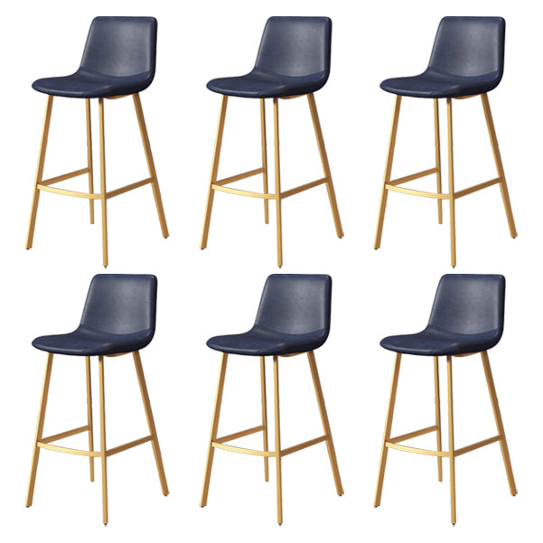 30-inch Glam Iron Barstool Distressed Low Back Indoor Tall Stool with Leather Seat Gold Blue 6 Piece Set Clearhalo 'Bar Furniture' 'Bar Stools' 'bar_stools' 'furn' 'furn_bar_stools' 'Furniture' 'furniture_bar_stools' 'Kitchen & Dining Furniture' 5081003