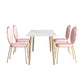 Glam Iron Dining Table Set 1/2/5 Pieces Dinette Set with Rectangle Sintered Stone Top 5 Pieces: Table, 4 Pink Chairs Clearhalo 'Dining Room Sets' 'Dining Tables & Seating' 'dining_room_set' 'furn' 'furn_dining_room_set' 'Furniture' 'furniture_dining_room_set' 'Kitchen & Dining Furniture' 5081024