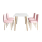 Glam Iron Dining Table Set 1/2/5 Pieces Dinette Set with Rectangle Sintered Stone Top 5 Pieces: Table, 4 Light Pink Chairs Clearhalo 'Dining Room Sets' 'Dining Tables & Seating' 'dining_room_set' 'furn' 'furn_dining_room_set' 'Furniture' 'furniture_dining_room_set' 'Kitchen & Dining Furniture' 5081025