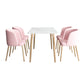 Glam Iron Dining Table Set 1/2/5 Pieces Dinette Set with Rectangle Sintered Stone Top 5 Pieces: Table, 4 Dark Pink Chairs Clearhalo 'Dining Room Sets' 'Dining Tables & Seating' 'dining_room_set' 'furn' 'furn_dining_room_set' 'Furniture' 'furniture_dining_room_set' 'Kitchen & Dining Furniture' 5081028