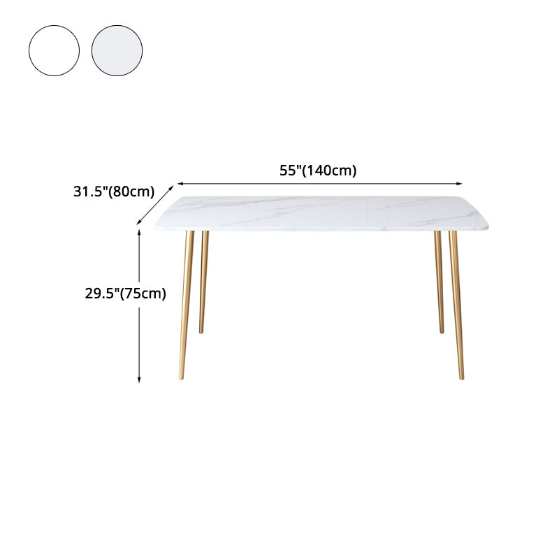 Glam Iron Dining Table Set 1/2/5 Pieces Dinette Set with Rectangle Sintered Stone Top Clearhalo 'Dining Room Sets' 'Dining Tables & Seating' 'dining_room_set' 'furn' 'furn_dining_room_set' 'Furniture' 'furniture_dining_room_set' 'Kitchen & Dining Furniture' 5081043