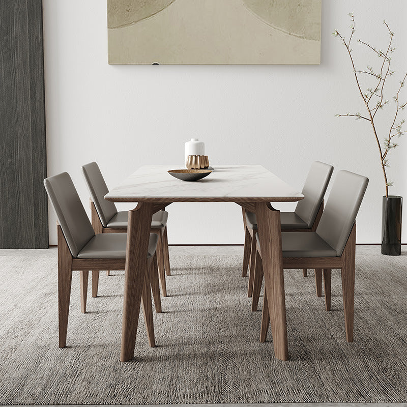 Modern Sintered Stone Top Dining Set Rectangle 1/2/4/5/7 Pieces Dining Room Table Set 5 Pieces: Table, 4 Chairs Clearhalo 'Dining Room Sets' 'Dining Tables & Seating' 'dining_room_set' 'furn' 'furn_dining_room_set' 'Furniture' 'furniture_dining_room_set' 'Kitchen & Dining Furniture' 5081049