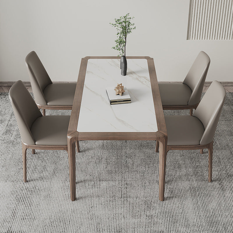 Modern Sintered Stone Top Dining Set Rectangle 1/2/3/5/7 Pieces Dining Room Table Set 5 Pieces: Table, 4 Chairs Clearhalo 'Dining Room Sets' 'Dining Tables & Seating' 'dining_room_set' 'furn' 'furn_dining_room_set' 'Furniture' 'furniture_dining_room_set' 'Kitchen & Dining Furniture' 5081065