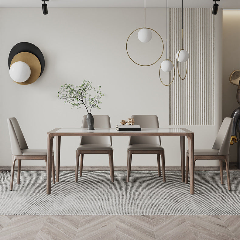 Modern Sintered Stone Top Dining Set Rectangle 1/2/3/5/7 Pieces Dining Room Table Set Clearhalo 'Dining Room Sets' 'Dining Tables & Seating' 'dining_room_set' 'furn' 'furn_dining_room_set' 'Furniture' 'furniture_dining_room_set' 'Kitchen & Dining Furniture' 5081077