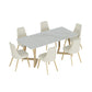 Glam Iron Dinette Set 1/2/3/5/6/7 Pieces Rectangle Dining Table Set with Sintered Stone 7 Pieces: Table, 6 Chairs Clearhalo 'Dining Room Sets' 'Dining Tables & Seating' 'dining_room_set' 'furn' 'furn_dining_room_set' 'Furniture' 'furniture_dining_room_set' 'Kitchen & Dining Furniture' 5081085