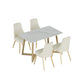 Glam Iron Dinette Set 1/2/3/5/6/7 Pieces Rectangle Dining Table Set with Sintered Stone 5 Pieces: Table, 4 Chairs Clearhalo 'Dining Room Sets' 'Dining Tables & Seating' 'dining_room_set' 'furn' 'furn_dining_room_set' 'Furniture' 'furniture_dining_room_set' 'Kitchen & Dining Furniture' 5081086
