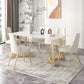 Glam Iron Dinette Set 1/2/3/5/6/7 Pieces Rectangle Dining Table Set with Sintered Stone 6 Pieces: Table, 5 Chairs Clearhalo 'Dining Room Sets' 'Dining Tables & Seating' 'dining_room_set' 'furn' 'furn_dining_room_set' 'Furniture' 'furniture_dining_room_set' 'Kitchen & Dining Furniture' 5081090