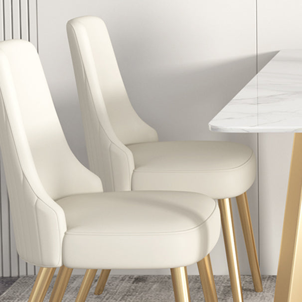 Glam Iron Dinette Set 1/2/3/5/6/7 Pieces Rectangle Dining Table Set with Sintered Stone Clearhalo 'Dining Room Sets' 'Dining Tables & Seating' 'dining_room_set' 'furn' 'furn_dining_room_set' 'Furniture' 'furniture_dining_room_set' 'Kitchen & Dining Furniture' 5081096