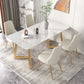 Glam Iron Dinette Set 1/2/3/5/6/7 Pieces Rectangle Dining Table Set with Sintered Stone Clearhalo 'Dining Room Sets' 'Dining Tables & Seating' 'dining_room_set' 'furn' 'furn_dining_room_set' 'Furniture' 'furniture_dining_room_set' 'Kitchen & Dining Furniture' 5081100