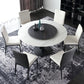 Modern Round Dinette Set 1/4/7 Pieces Sintered Stone Top Dining Table Set with Turntable 7 Pieces: Table, 6 Chairs Clearhalo 'Dining Room Sets' 'Dining Tables & Seating' 'dining_room_set' 'furn' 'furn_dining_room_set' 'Furniture' 'furniture_dining_room_set' 'Kitchen & Dining Furniture' 5081107