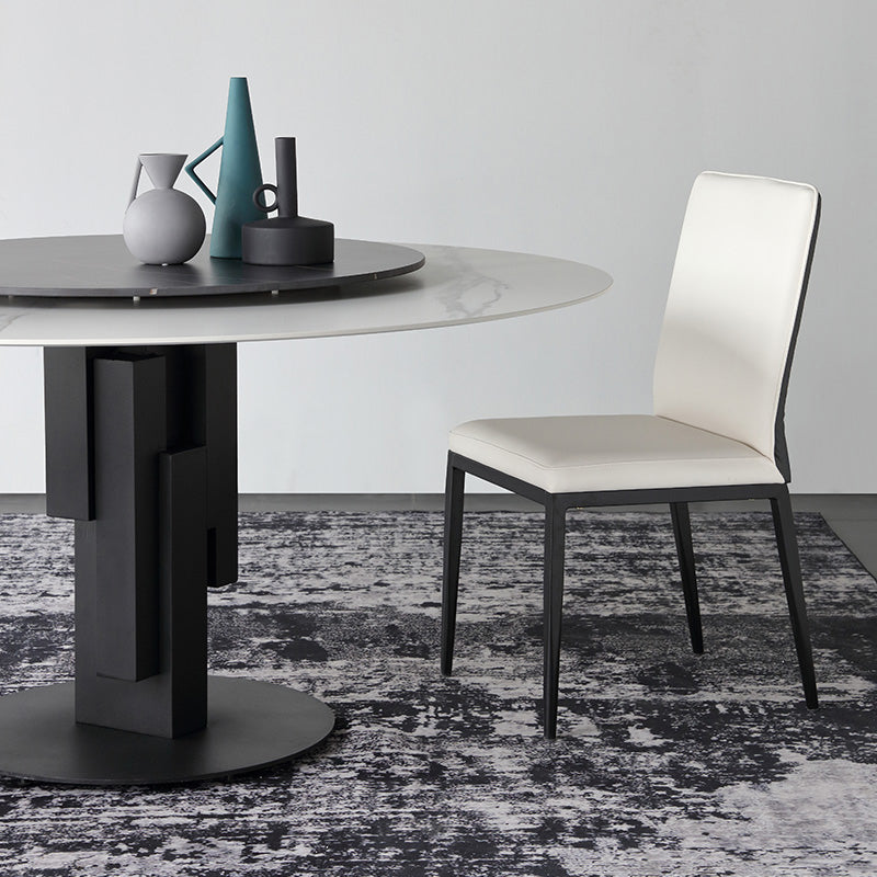 Modern Round Dinette Set 1/4/7 Pieces Sintered Stone Top Dining Table Set with Turntable Clearhalo 'Dining Room Sets' 'Dining Tables & Seating' 'dining_room_set' 'furn' 'furn_dining_room_set' 'Furniture' 'furniture_dining_room_set' 'Kitchen & Dining Furniture' 5081110