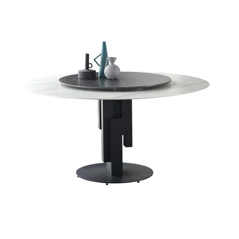 Modern Round Dinette Set 1/4/7 Pieces Sintered Stone Top Dining Table Set with Turntable Clearhalo 'Dining Room Sets' 'Dining Tables & Seating' 'dining_room_set' 'furn' 'furn_dining_room_set' 'Furniture' 'furniture_dining_room_set' 'Kitchen & Dining Furniture' 5081112