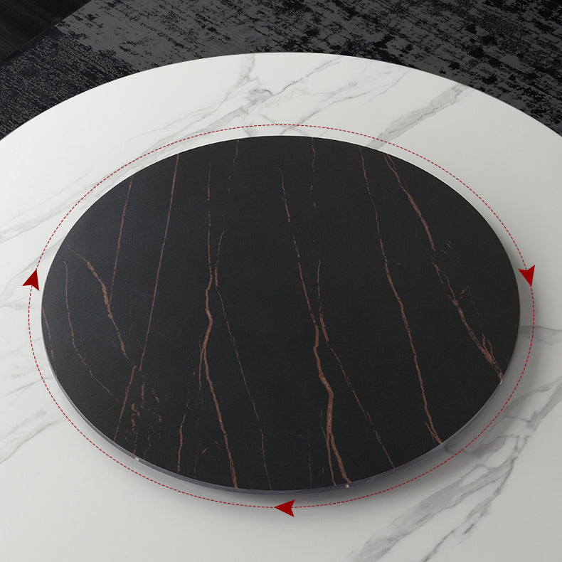 Modern Round Dinette Set 1/4/7 Pieces Sintered Stone Top Dining Table Set with Turntable Clearhalo 'Dining Room Sets' 'Dining Tables & Seating' 'dining_room_set' 'furn' 'furn_dining_room_set' 'Furniture' 'furniture_dining_room_set' 'Kitchen & Dining Furniture' 5081114