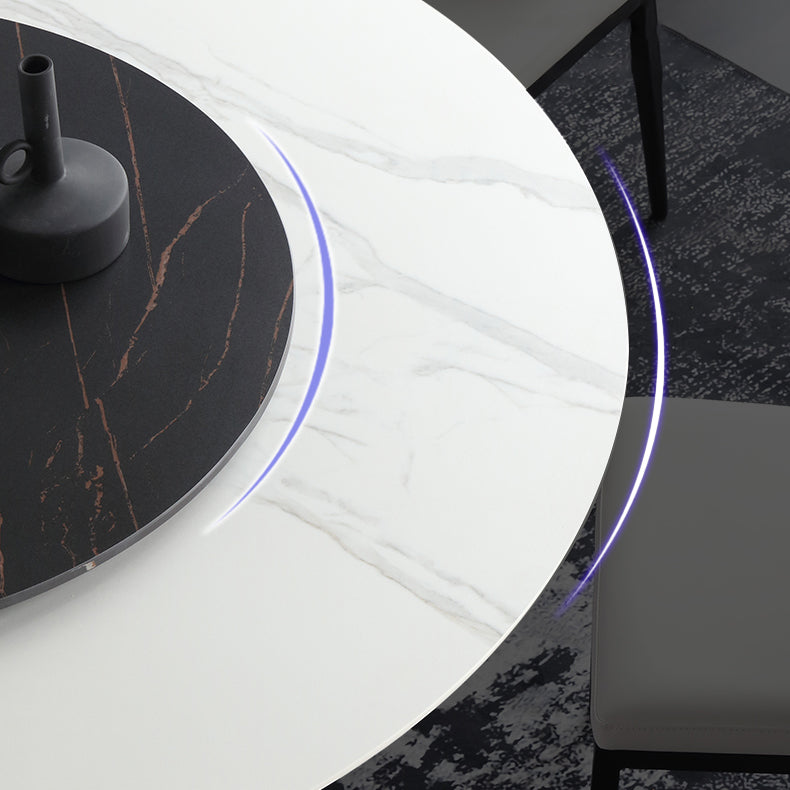 Modern Round Dinette Set 1/4/7 Pieces Sintered Stone Top Dining Table Set with Turntable Clearhalo 'Dining Room Sets' 'Dining Tables & Seating' 'dining_room_set' 'furn' 'furn_dining_room_set' 'Furniture' 'furniture_dining_room_set' 'Kitchen & Dining Furniture' 5081115