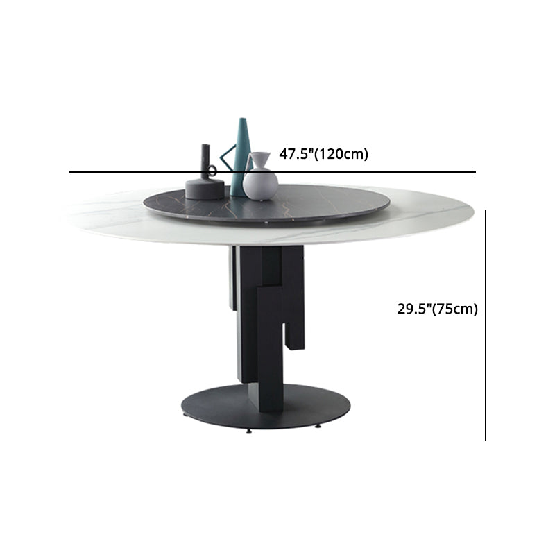 Modern Round Dinette Set 1/4/7 Pieces Sintered Stone Top Dining Table Set with Turntable Clearhalo 'Dining Room Sets' 'Dining Tables & Seating' 'dining_room_set' 'furn' 'furn_dining_room_set' 'Furniture' 'furniture_dining_room_set' 'Kitchen & Dining Furniture' 5081117