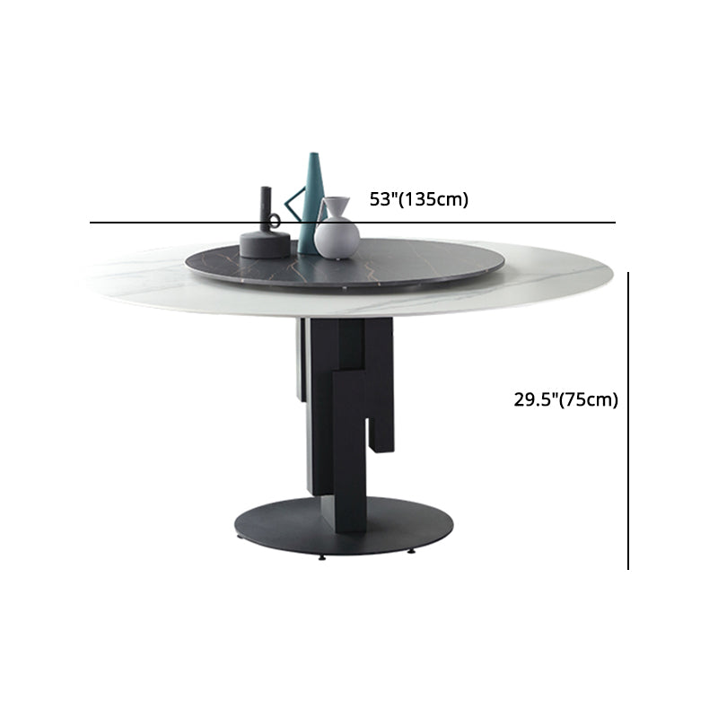Modern Round Dinette Set 1/4/7 Pieces Sintered Stone Top Dining Table Set with Turntable Clearhalo 'Dining Room Sets' 'Dining Tables & Seating' 'dining_room_set' 'furn' 'furn_dining_room_set' 'Furniture' 'furniture_dining_room_set' 'Kitchen & Dining Furniture' 5081118