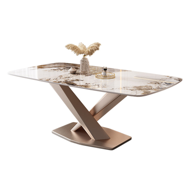 Modern Rectangle Dinette Set 1/2/5/7 Pieces White Sintered Stone Top Dining Table Set White 63"L x 31.5"W Clearhalo 'Dining Room Sets' 'Dining Tables & Seating' 'dining_room_set' 'furn' 'furn_dining_room_set' 'Furniture' 'furniture_dining_room_set' 'Kitchen & Dining Furniture' 5081121